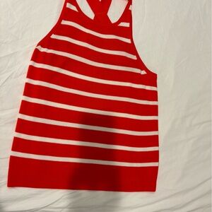 Strapless, crisscross knit top